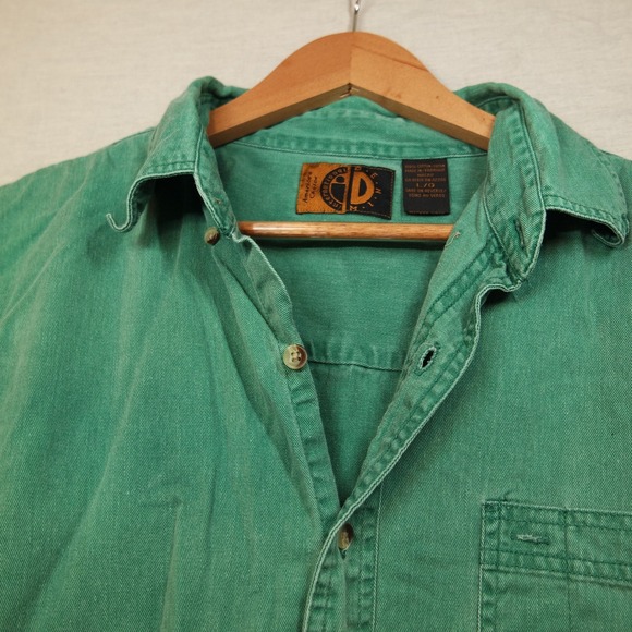 America's Choice International Denim Other - Vintage Americas Choice Denim Green 100% Cotton Shirt Thrashed Mens Large Cenex